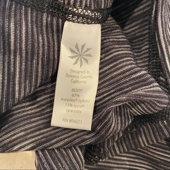 ATHLETA Energy Chaturanga Gray Black Stripe Cropped Leggings - Picture 5 of 5